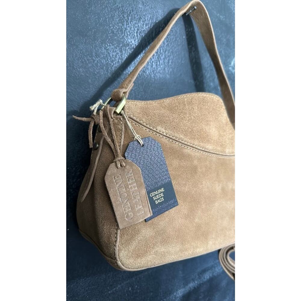 Vintage Style Genuine Suede Leather Shoulder Bag - Picture 2 of 7